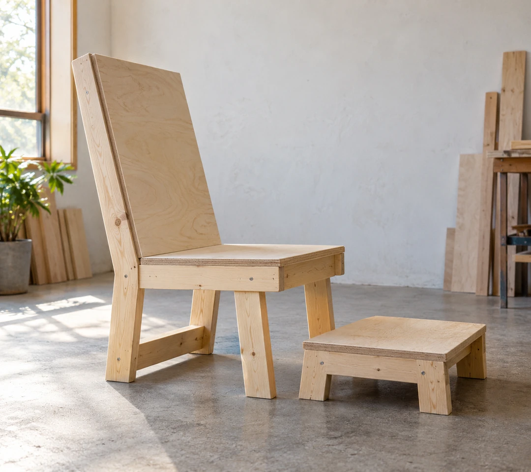 AI-generated illustration of a dry seat mock-up with a backrest, seat and foot support